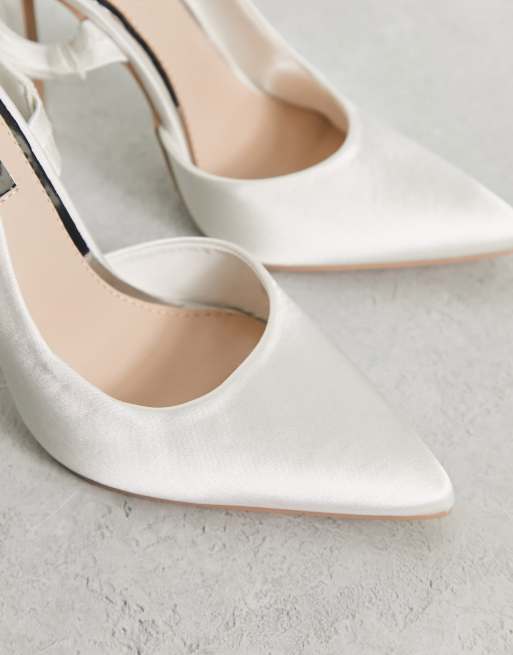 Be Mine Wide Fit Arilla twist back shoes in ivory satin