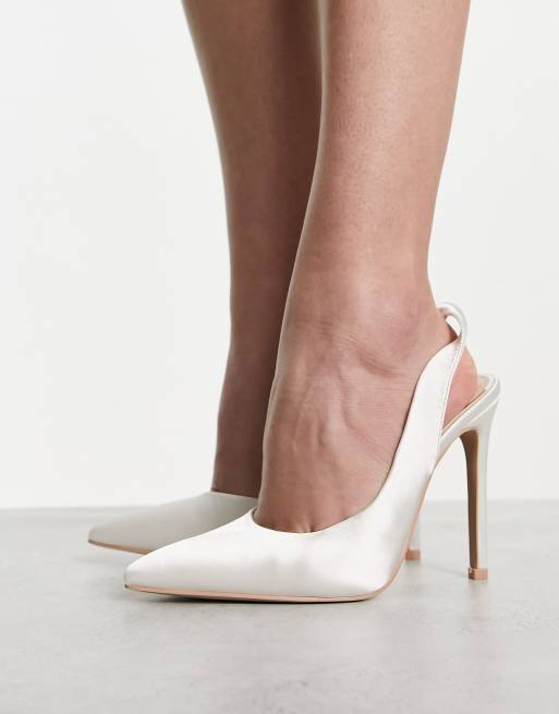 Be Mine Wide Fit Arilla twist back shoes in ivory satin