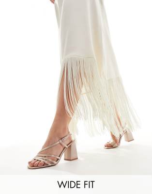  Bridal Adilette asymmetric strap block heel sandals in blush