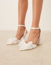 Be Mine Sharly heeled sandals with bow detail in satin ivory