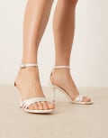[Be Mine Wide Fit] Be Mine Wide Fit Bridal Gavie kitten heel sandals in ivory-White 42 Ivory Satin