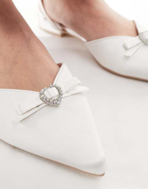 Be Mine Wide Fit Bridal Indi bow flat shoes in ivory, 3 of 4