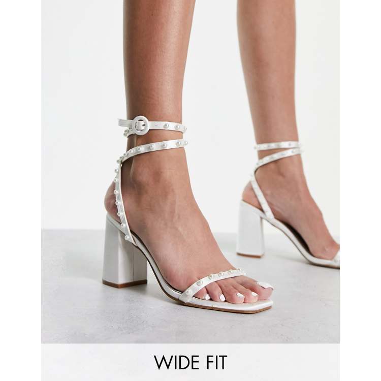 Ivory sandals block on sale heel