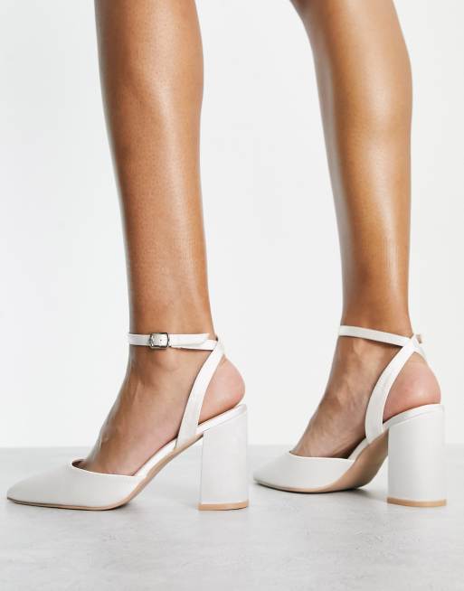 Ivory satin block store heel