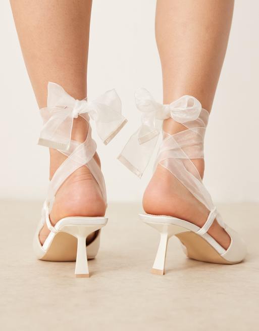 Be Mine Wide Fit Bridal Nichelle slingback kitten heel shoes in ivory