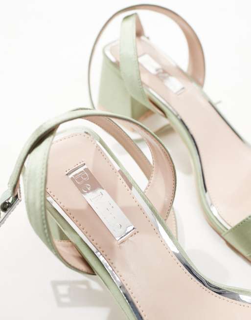 Be Mine Wide Fit Bridal Ruhi low block heeled sandals in sage, 4 of 4