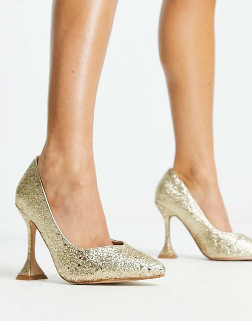 Gold sparkly store shoes wide fit