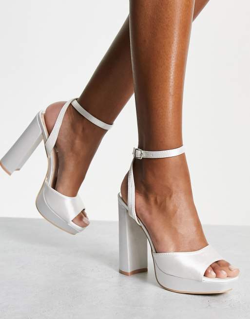 Be Mine Wide Fit Bridal Vanyaa platform heeled shoes in white | ASOS