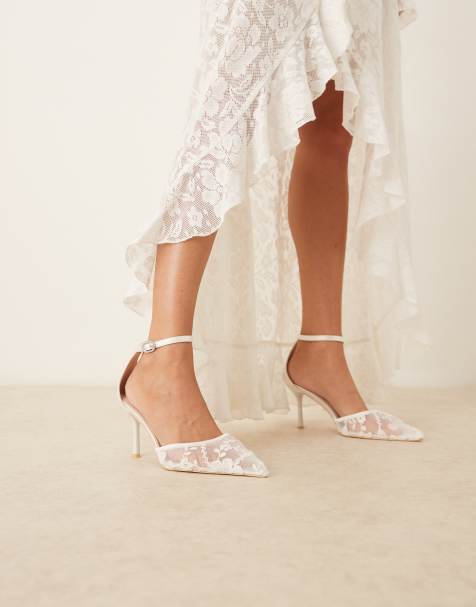 Be Mine Wide Fit Bridal Vennie kitten heeled shoes in ivory lace - view 1