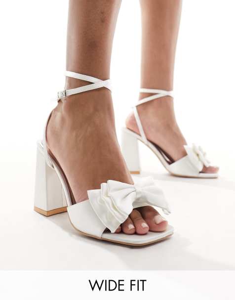 White Heels White Block Platform Strappy High Heels ASOS