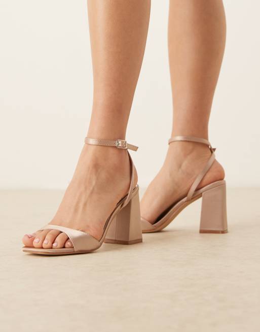 Be Mine Wide Fit Bridal Wink 2 heeled sandals in blush satin