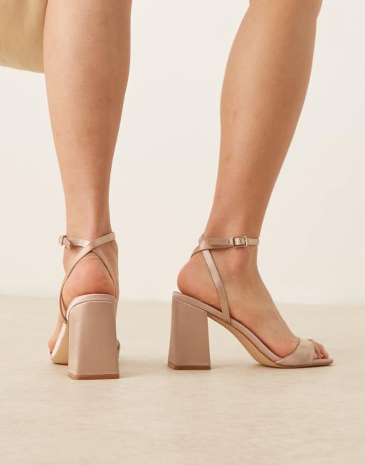 Be Mine Wide Fit Bridal Wink 2 heeled sandals in blush satin, 3 of 4
