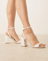 Be Mine Wide Fit Bridal Ruhi low block heeled sandals in ivory