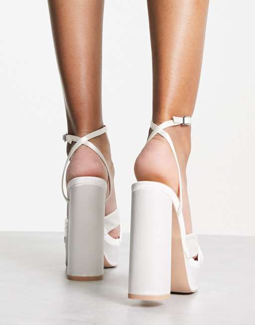 Ivory satin 2025 platform heels