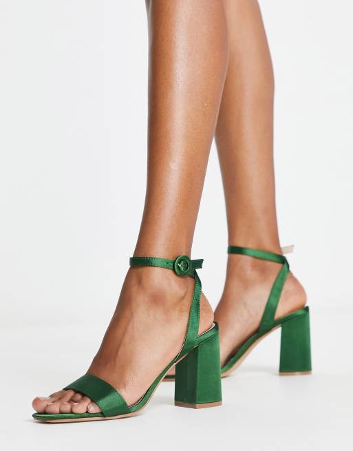 Be Mine Wink block heeled sandals in emerald ASOS