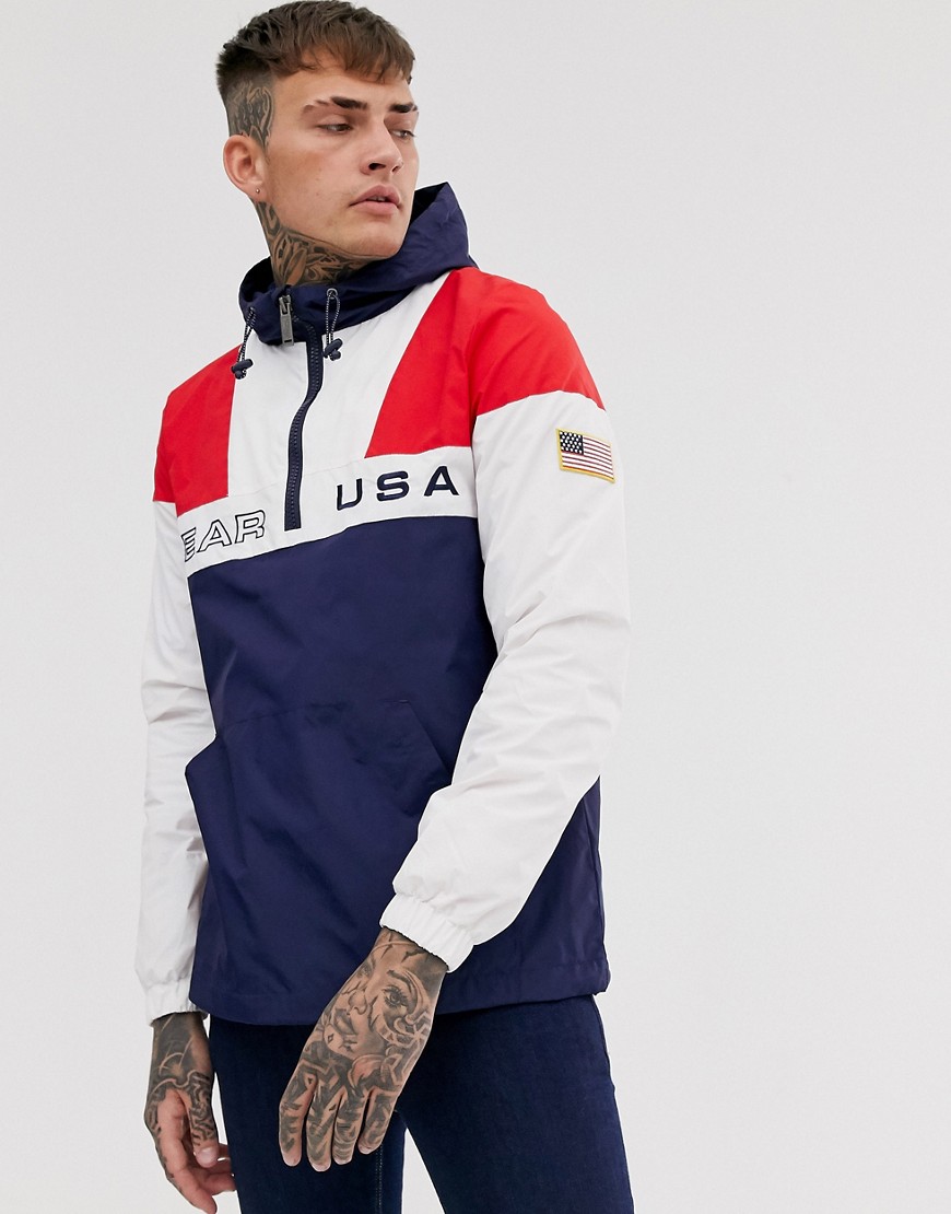 Bear USA half zip pullover jacket-Navy