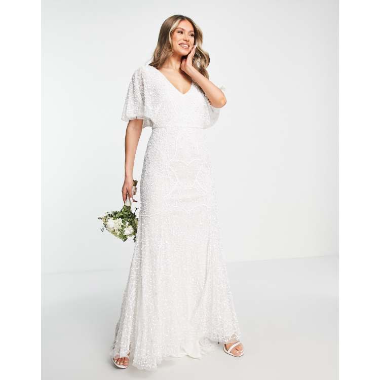 White beaded maxi sales dress