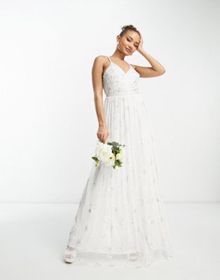 Beauut Bridal cami strap maxi dress with allover embellishment in white  - ASOS Price Checker