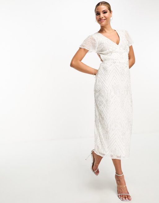 beauut bridal embellished maxi dress in ivory Beauut Plus Bridal statement embellished maxi dress in cream and gold
