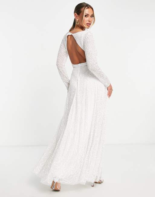 Beauut Bridal hand embellished maxi dress with open back detail in