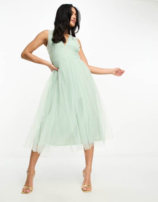 Beauut Bridal midi tulle dress in Sage