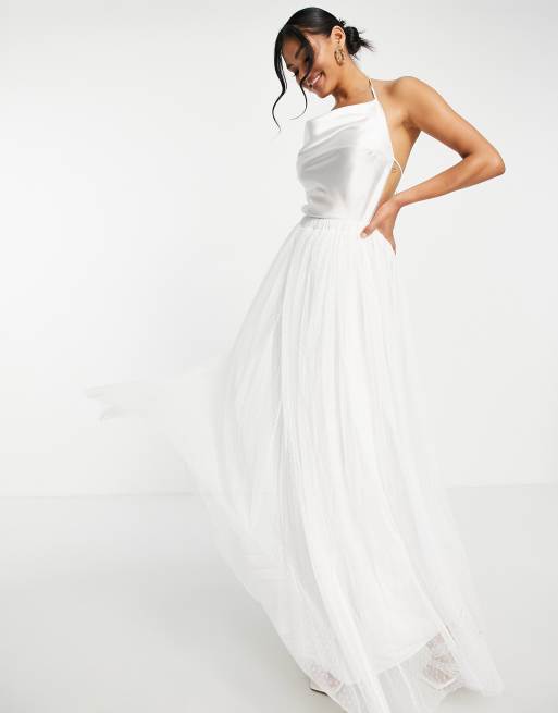 White store tulle maxi