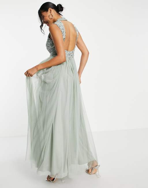 Embellished tulle hotsell maxi dress