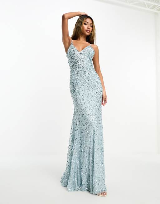 Icy blue bridesmaid dresses sale