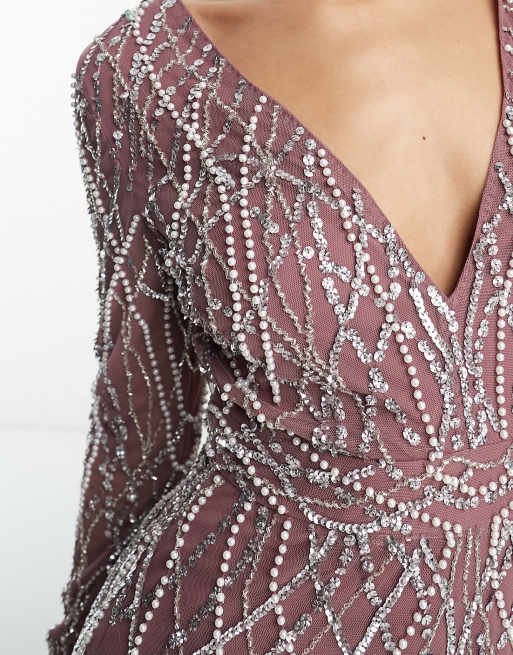 Beauut Bridesmaid allover embellished maxi dress in mauve, 4 of 4