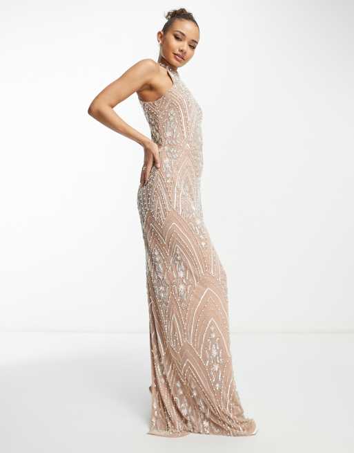 Maya crossback cage outlet embellished maxi dress