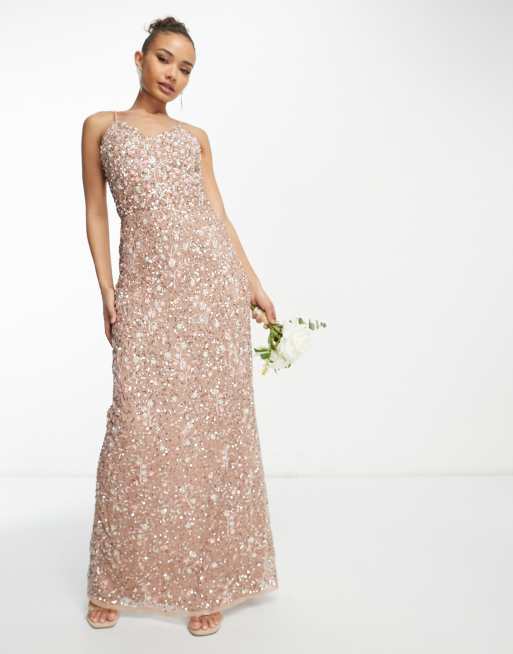 Beauut Bridesmaid allover embellished maxi dress with floral