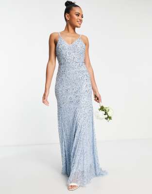 Navy and silver 2024 embellished maxi dress