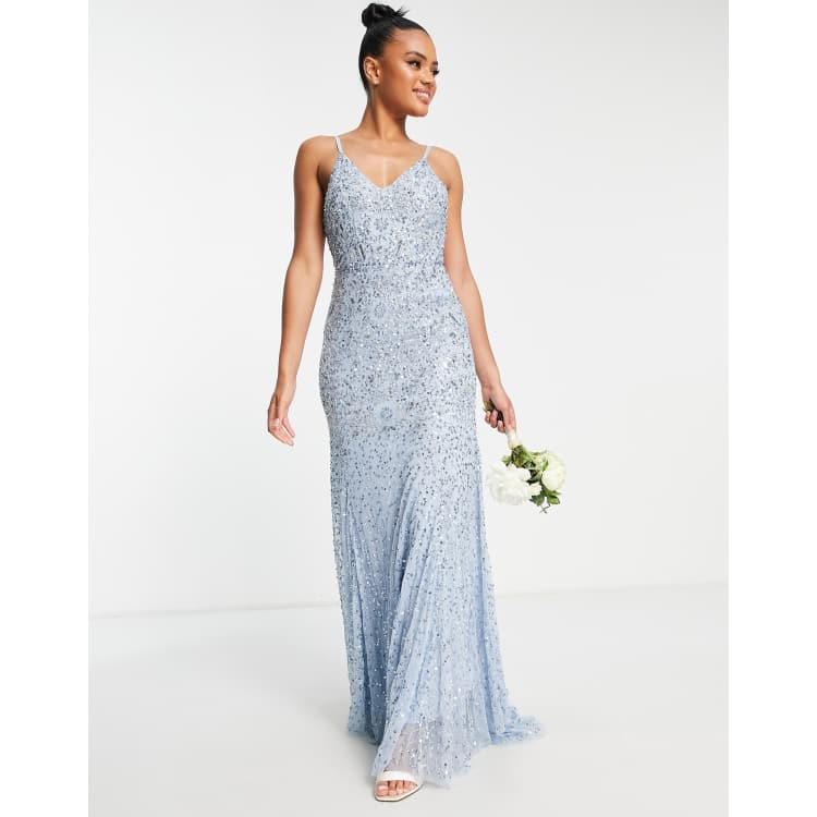 Beauut Bridesmaid allover embellished maxi dress with train in