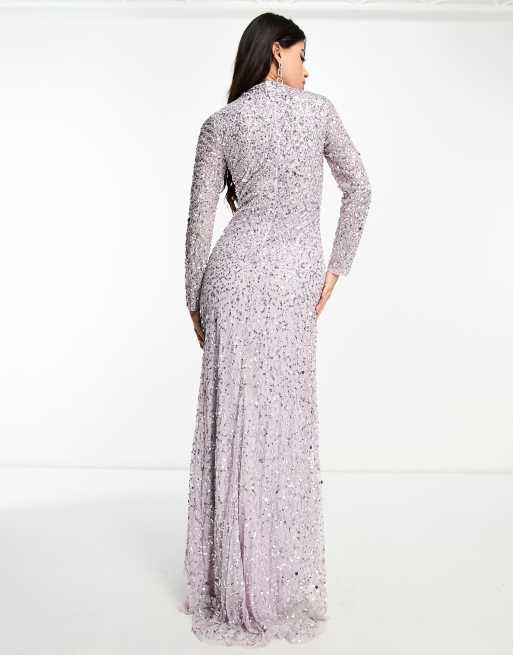 Beauut Bridesmaid allover embellished modest maxi in lavender, 2 of 4