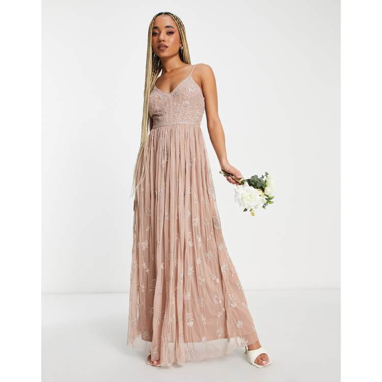 Elyse embellished tulle sales maxi bridesmaid dress