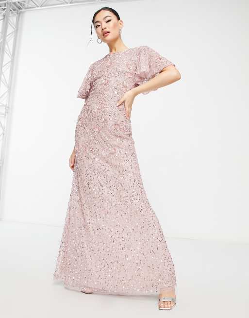 Asos pink frill clearance dress