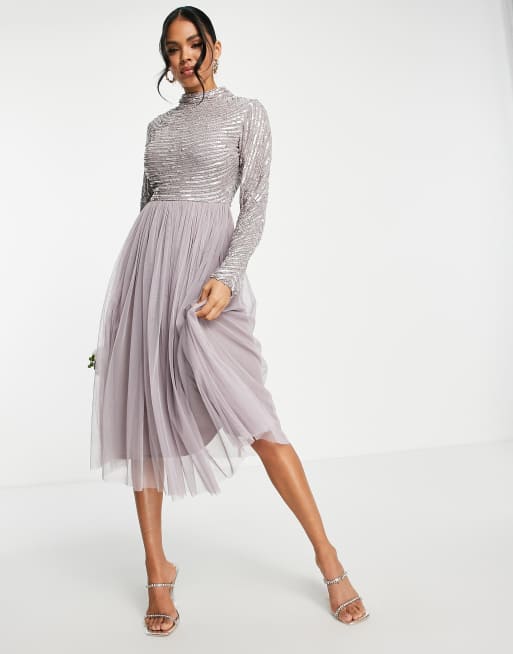 asos silver bridesmaid dress