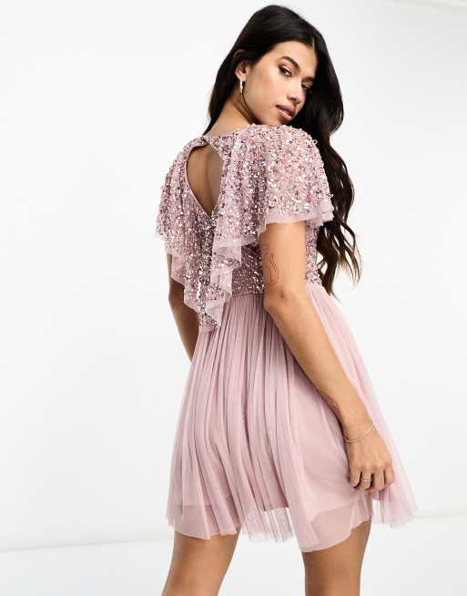 Asos design midi dress with cape hotsell back and dipped hem in embellishment