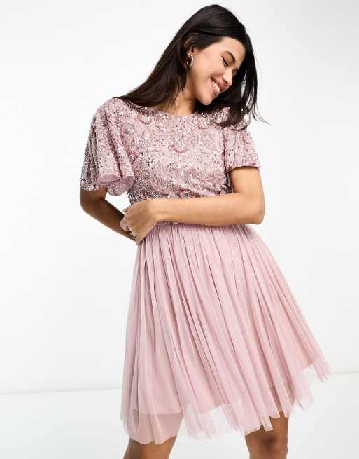 Asos design embellished open back tulle midi dress sale