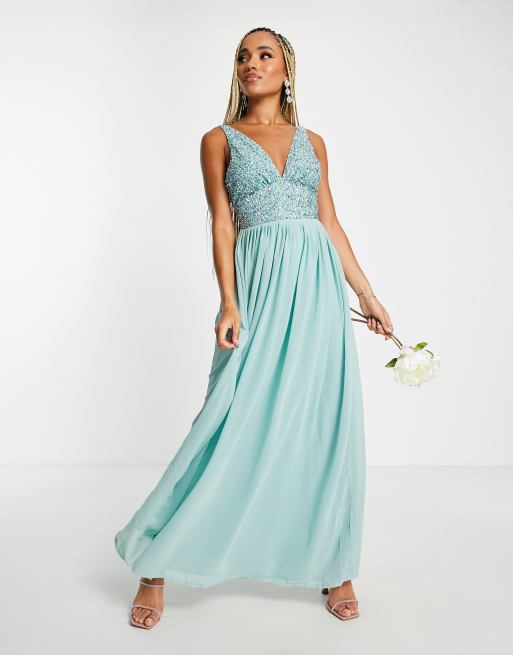 Aqua blue long clearance dress