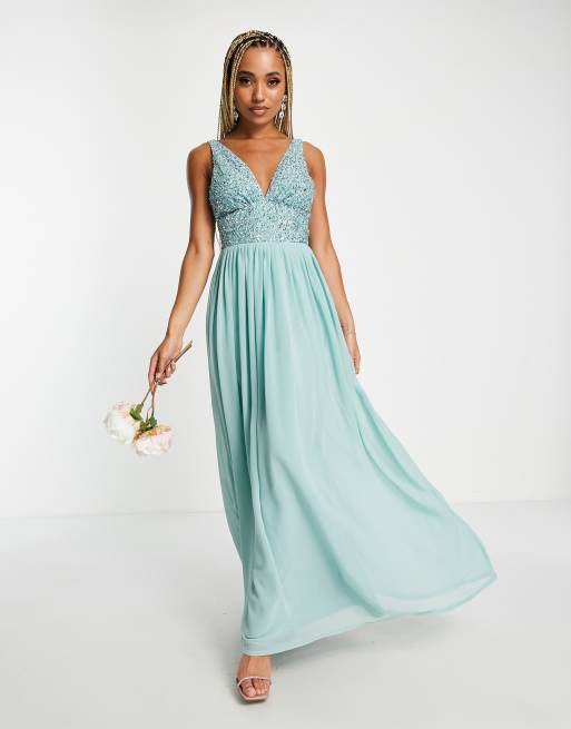 Aqua shop bridesmaid dress