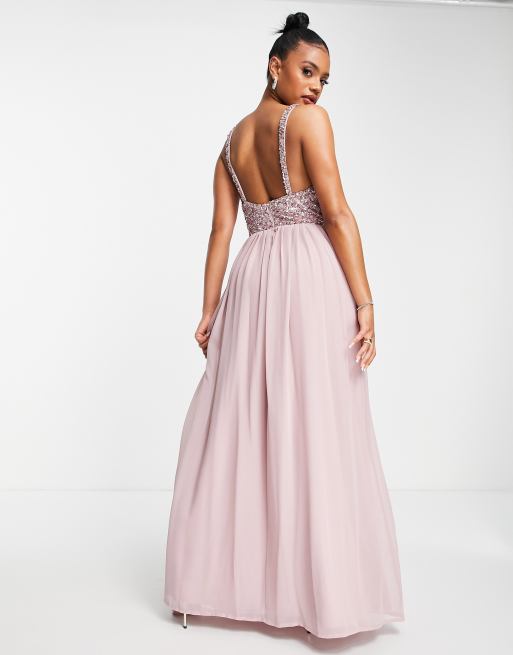 Pink embellished bridesmaid dress best sale