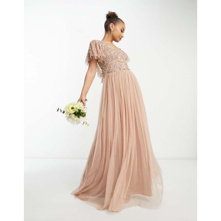 Asos taupe 2025 bridesmaid dress