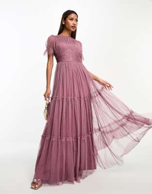 Beauut - Bridesmaid - Maxikleid aus Tüll in Malve-Rosa