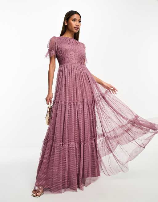 Beauut Bridesmaid – Różowofioletowa tiulowa sukienka maxi
