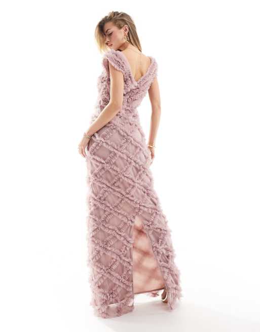Beauut Bridesmaid ruffle maxi dress in rose pink