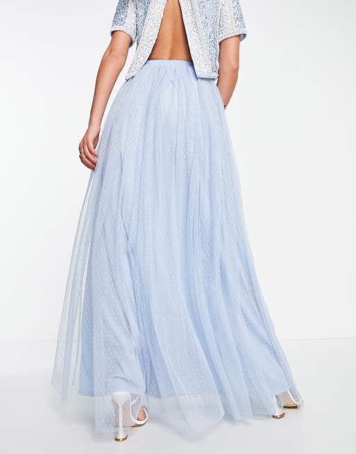 Blue tulle maxi outlet skirt