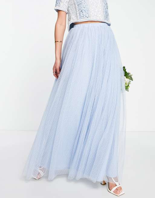 Beauut Bridesmaid tulle maxi skirt in light blue - part of a set, 4 of 4
