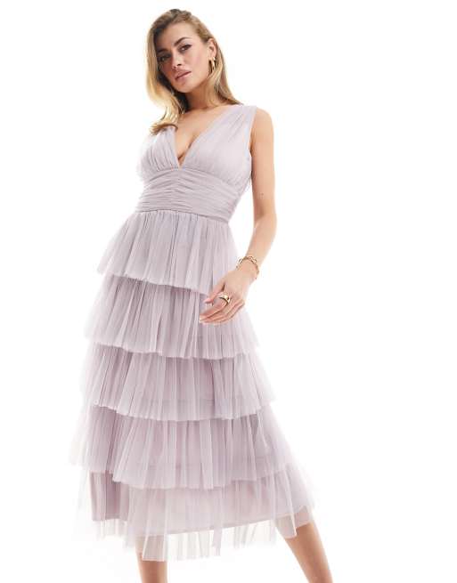 Lilac midi outlet bridesmaid dress