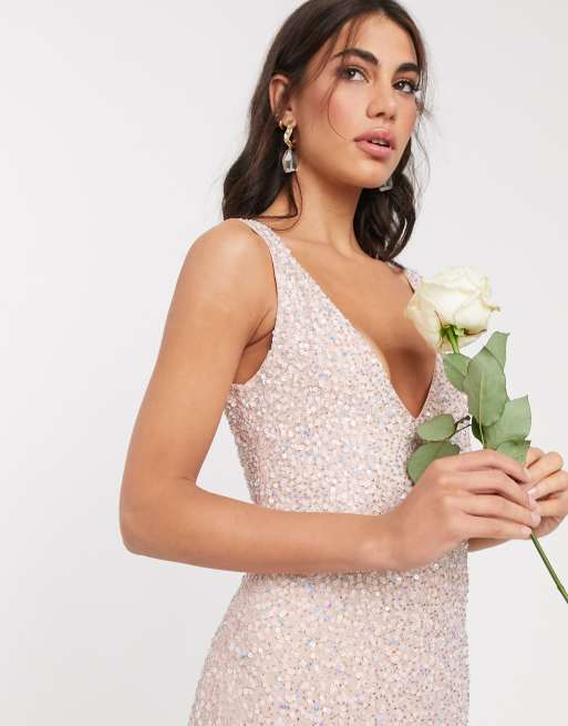 Beauut - Elegant galla-maxikjole med udsmykninger i rosa, 2 af 4